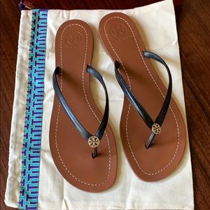 Tory Burch black terra thongs